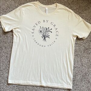 Saved by Grace Cream floral Graphic T-Shirt, XL new without tags